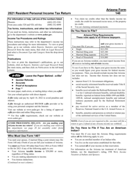 Instructions for Arizona Form 140, ADOR10413 Resident Personal Income Tax Return - Arizona