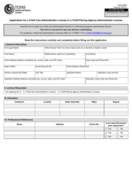 Form 3015 &quot;Application for a Child Care Administrator License or a Child-Placing Agency Administrator License&quot; - Texas
