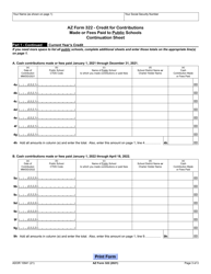 Arizona Form 322 (ADOR10941) Credit for Contributions Made or Fees Paid to Public Schools - Arizona, Page 3