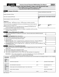 Arizona Form A1-APR (ADOR10939) Arizona Annual Payment Withholding Tax Return - Arizona