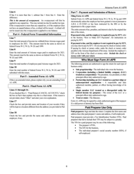 Instructions for Arizona Form A1-APR, ADOR10939 Arizona Annual Payment Withholding Tax Return - Arizona, Page 6