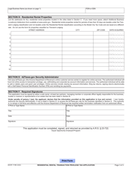 Form ADOR11186 Residential Rental Transaction Privilege Tax Application - Arizona, Page 3