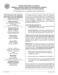 Form ADOR11186 Residential Rental Transaction Privilege Tax Application - Arizona, Page 4