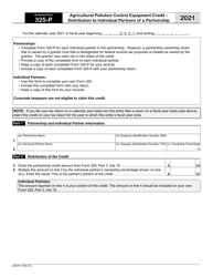 Document preview: Arizona Form 325-P (ADOR11280) Agricultural Pollution Control Equipment Credit - Distribution to Individual Partners of a Partnership - Arizona