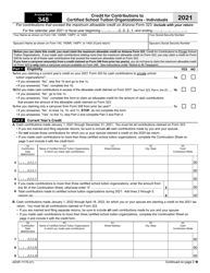 Document preview: Arizona Form 348 (ADOR11178) Credit for Contributions to Certified School Tuition Organizations - Individuals - Arizona