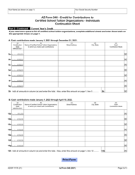 Arizona Form 348 (ADOR11178) Credit for Contributions to Certified School Tuition Organizations - Individuals - Arizona, Page 3