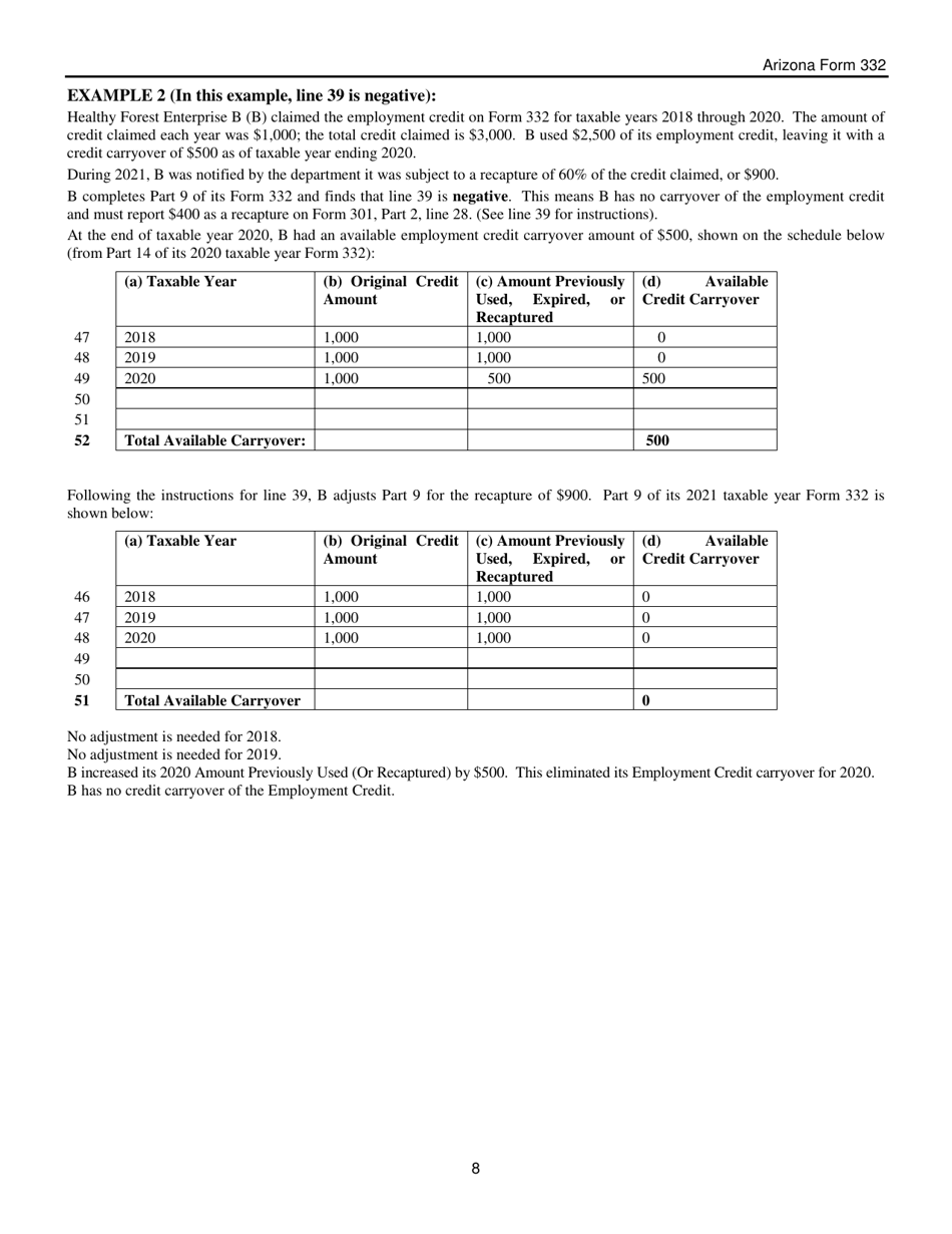 Instructions for Arizona Form 332, 332-P - Arizona, Page 8
