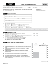 Document preview: Arizona Form 345 (ADOR11149) Credit for New Employment - Arizona