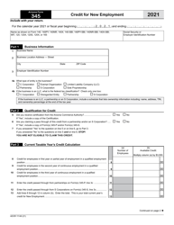 Arizona Form 345 (ADOR11149) Credit for New Employment - Arizona