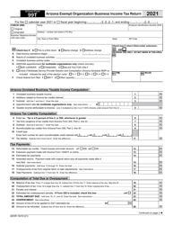 Document preview: Arizona Form 99T (ADOR10419) Arizona Exempt Organization Business Income Tax Return - Arizona