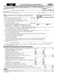 Document preview: Arizona Form 165 (ADOR10343) Arizona Partnership Income Tax Return - Arizona