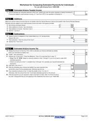 Arizona Form 140ES-SBI (ADOR11404) Individual Estimated Income Tax Payment Small Business Income Tax Return - Arizona, Page 2