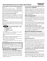 Instructions for Arizona Form 140NR-SBI, ADOR11408 Small Business Income Tax Return - Arizona