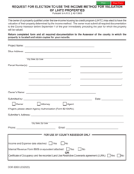 Form DOR82603 Request for Election to Use the Income Method for Valuation of LIHTC Properties - Arizona, Page 2