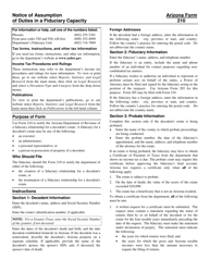 Instructions for Arizona Form 210, ADOR10124 Notice of Assumption of Duties in a Fiduciary Capacity - Arizona