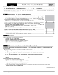 Arizona Form 353 (ADOR11394) Healthy Forest Production Tax Credit - Arizona
