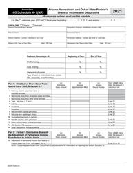 Arizona Form 165 (ADOR10345) Schedule K-1(NR) Arizona Nonresident and Out-of-State Partner&#039;s Share of Income and Deductions - Arizona