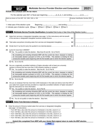 Document preview: Form ADOR11220 Schedule MSP Multistate Service Provider Election and Computation - Arizona