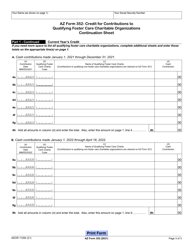 Arizona Form 352 (ADOR11294) Credit for Contributions to Qualifying Foster Care Charitable Organizations - Arizona, Page 3