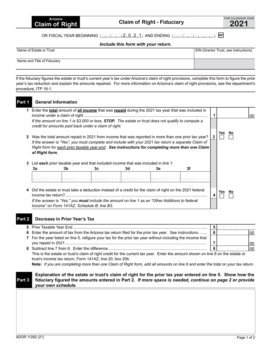 Form ADOR11282 - 2021 - Fill Out, Sign Online and Download Fillable PDF ...