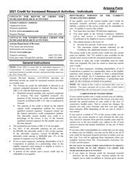 Instructions for Arizona Form 308-I, ADOR10570 Credit for Increased Research Activities - Individuals - Arizona