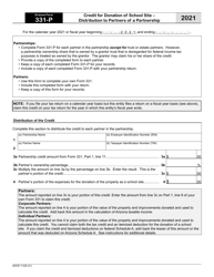 Document preview: Arizona Form 331-P (ADOR11328) Credit for Donation of School Site - Distribution to Partners of a Partnership - Arizona