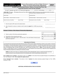 Arizona Form 165PA (ADOR11293) Schedule K-1(NR) Arizona Nonresident and Out-of-State Partner&#039;s Share of Arizona Partnership Adjustment - Arizona