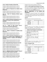 Instructions for Arizona Form 301-SBI, ADOR11405 Nonrefundable Individual Tax Credits and Recapture for Form 140-sbi, 140py-Sbi, 140nr-Sbi or 140x-Sbi - Arizona, Page 2