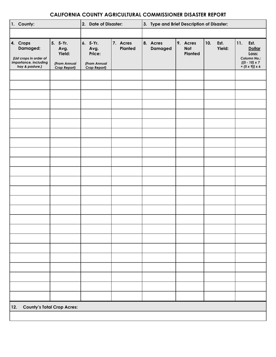 California County Agricultural Commissioner Disaster Report - California, Page 1