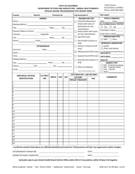 AHB Form 76-199 Official Bovine Trichomonosis Test Report Form - California