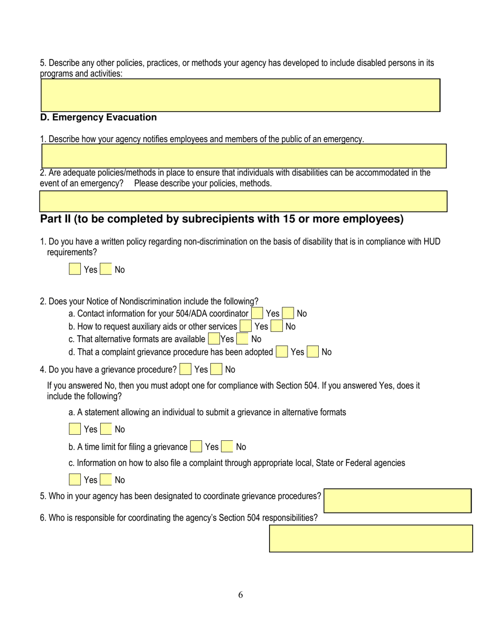 Section 504 Self-evaluation Form - California, Page 6