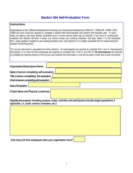 Document preview: Section 504 Self-evaluation Form - California