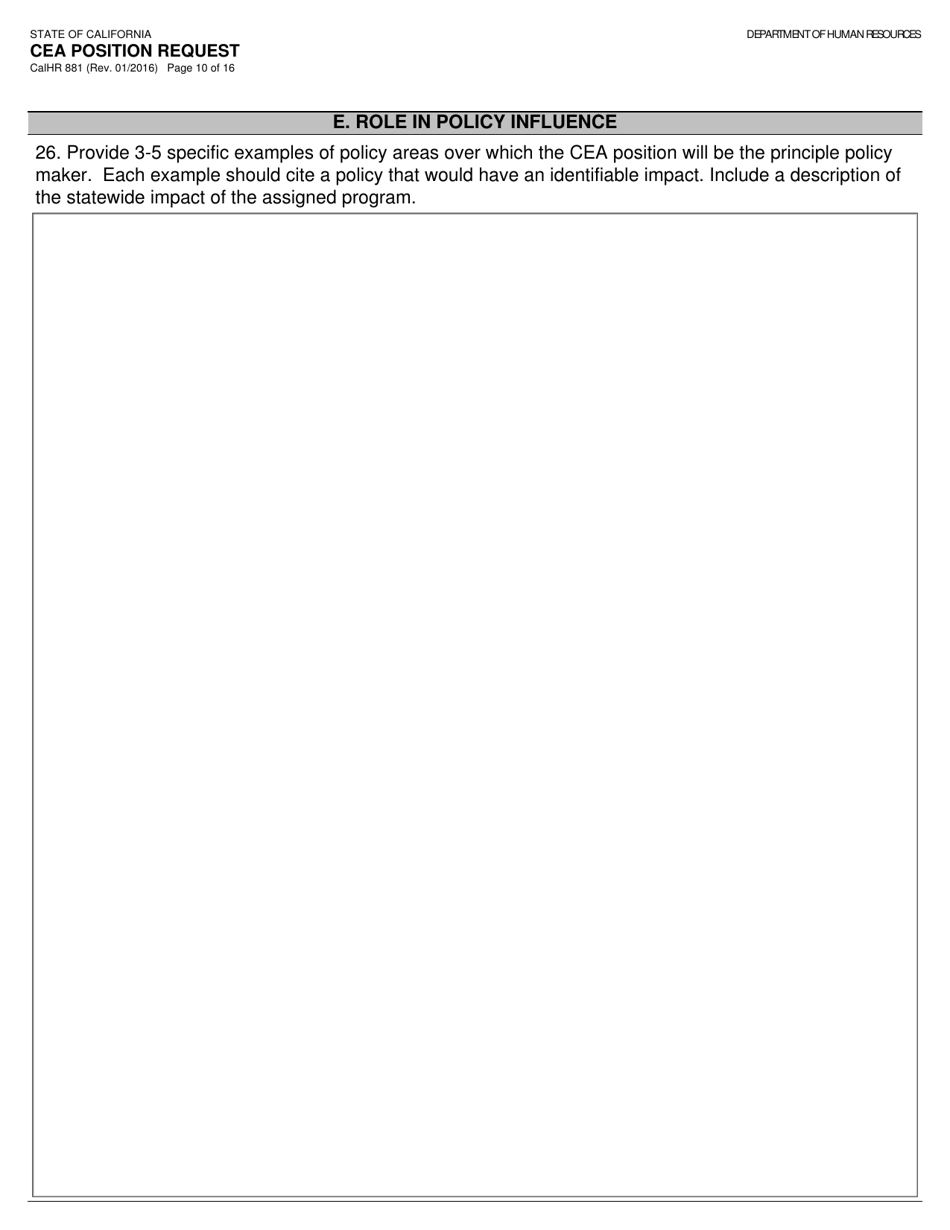 Form CALHR881 Cea Position Request - California, Page 10