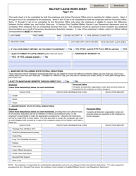 Military Leave Work Sheet - California