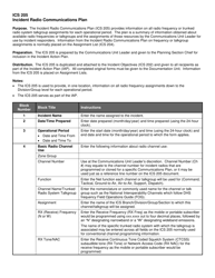 ICS Form 205 Incident Radio Communications Plan, Page 2