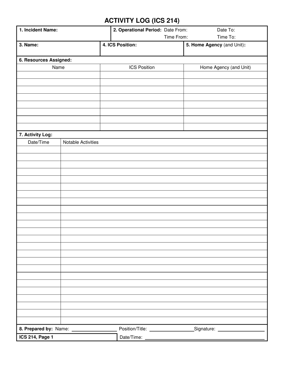 ICS Form 214 - Fill Out, Sign Online and Download Fillable PDF ...