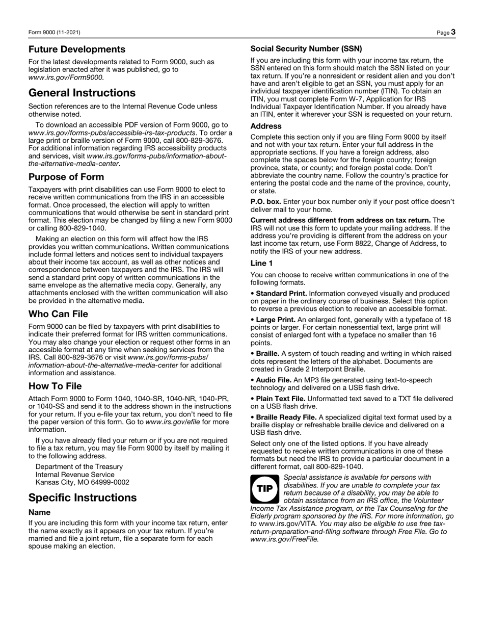 IRS Form 9000 Alternative Media Preference, Page 3