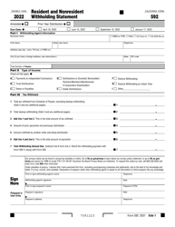 Form 592 Resident and Nonresident Withholding Statement - California, 2022
