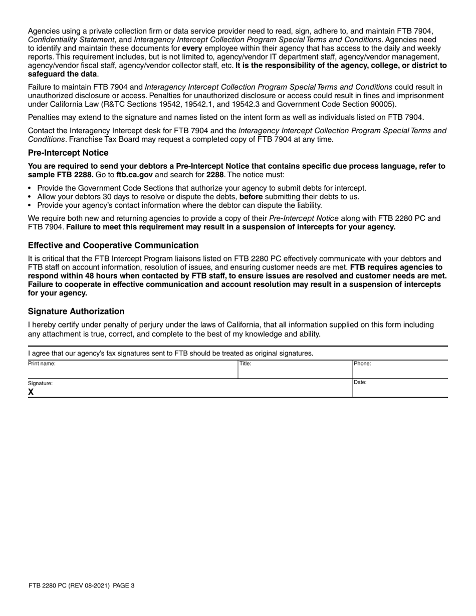 Form FTB2280 Intent to Participate - California, Page 3