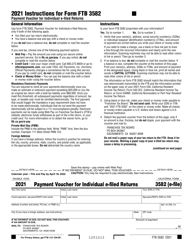 Document preview: Form FTB3582 Payment Voucher for Individual E-Filed Returns - California, 2021