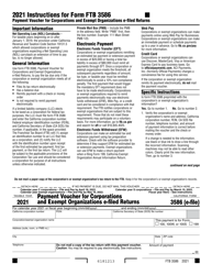 Document preview: Form FTB3586 Payment Voucher for Corporations and Exempt Organizations E-Filed Returns - California, 2021