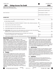 Form FTB3592 &quot;College Access Tax Credit&quot; - California