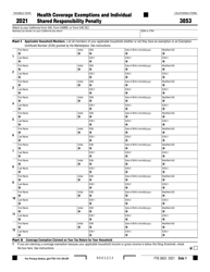 Form FTB3853 Health Coverage Exemptions and Individual Shared Responsibility Penalty - California