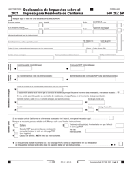 Document preview: Formulario 540 2EZ SP Declaracion De Impuestos Sobre El Ingreso Para Residente De California - California (Spanish), 2021
