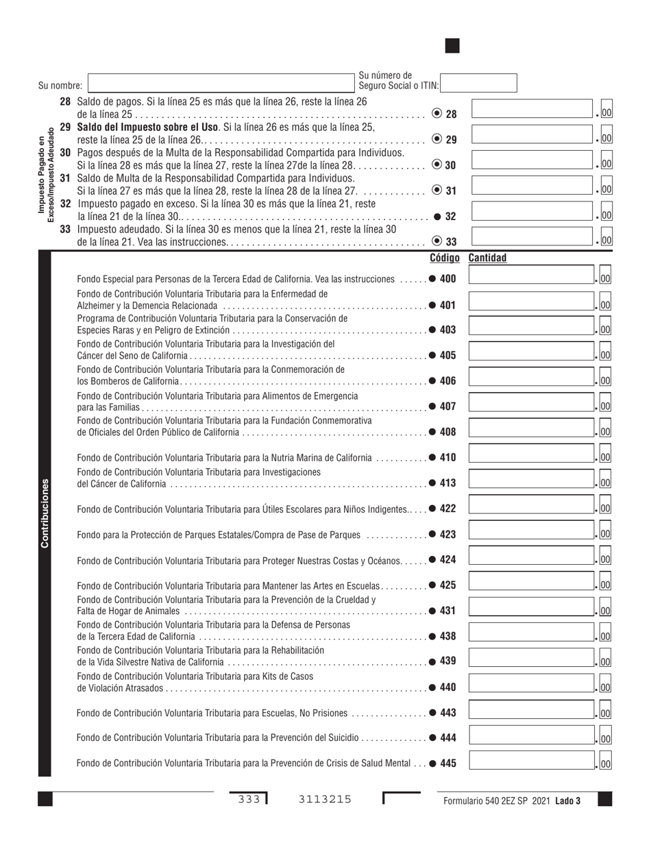 Formulario 540 2EZ SP 2021 Fill Out, Sign Online and Download