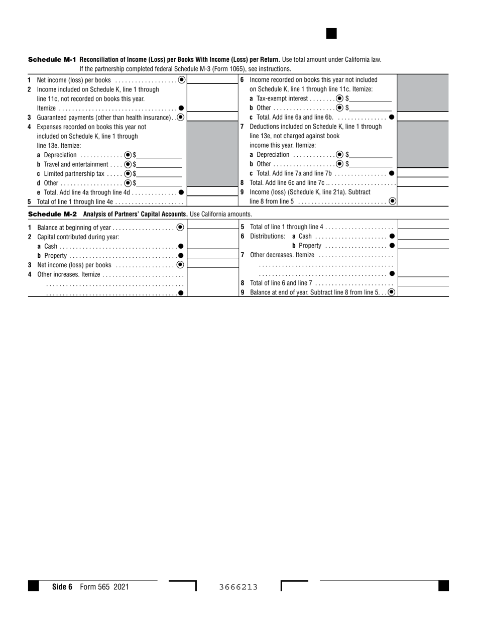 Form 565 Partnership Return of Income - California, Page 6