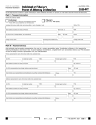 Form FTB3520-PIT Individual or Fiduciary Power of Attorney Declaration - California