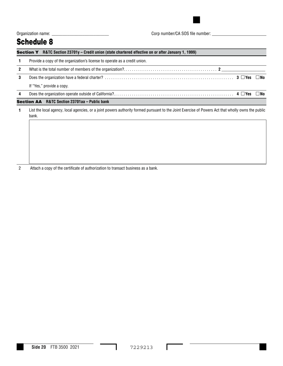 Form FTB3500 Exemption Application - California, Page 20