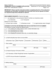 DTSC Form 1358 Permanent State Id Number Application - California, Page 4