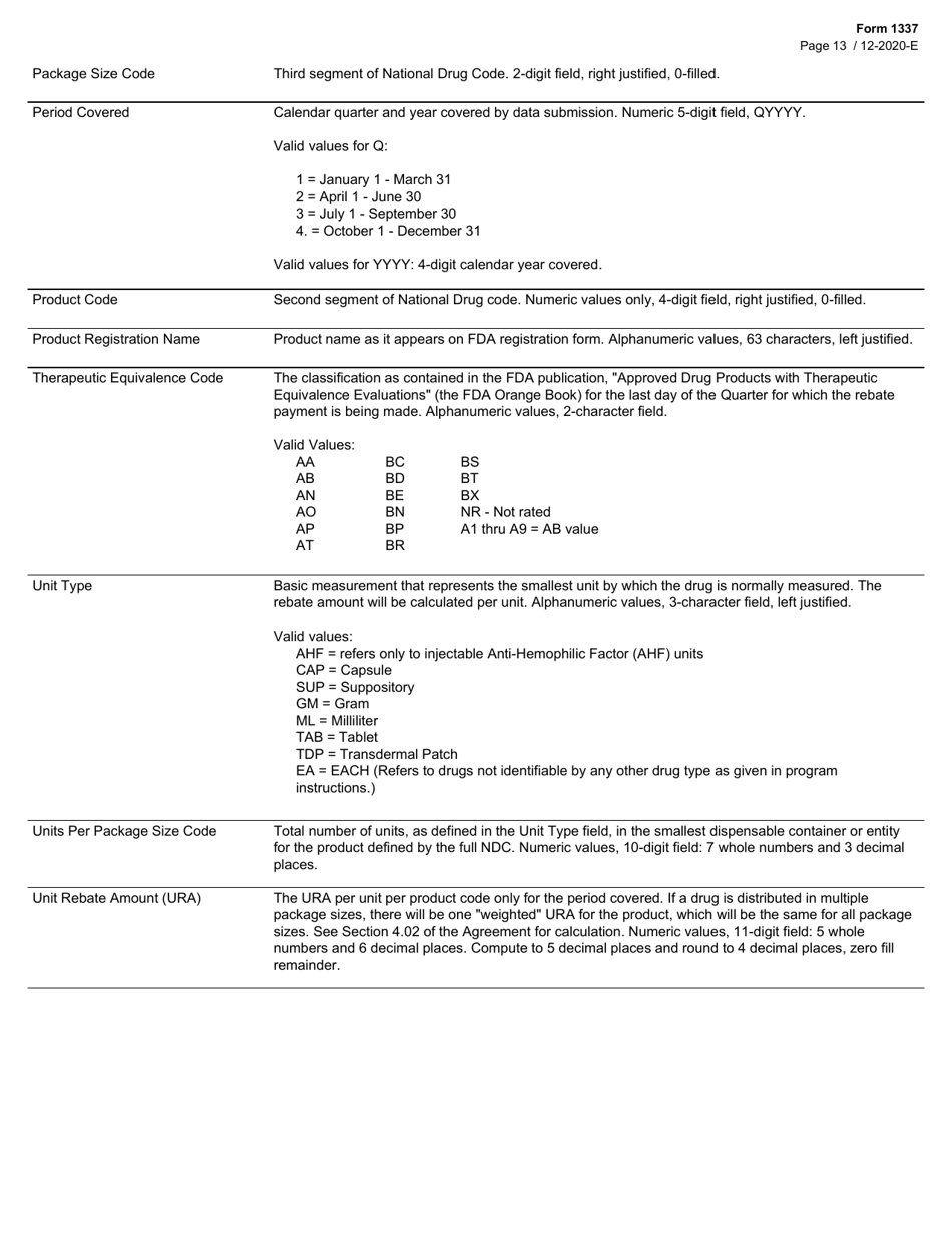 Form 1337 Chip Drug Rebate Agreement - Texas, Page 13